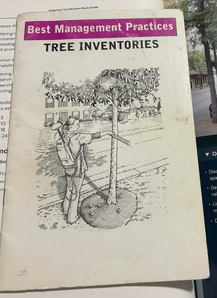 Arborist conducting urban tree inventory and tree asset management assessment